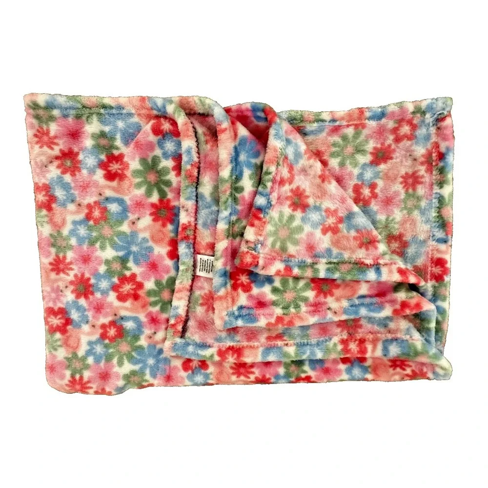 Duck Duck Goose Baby Blanket Flamingo Pink Flowers Blue Green Soft RN36753